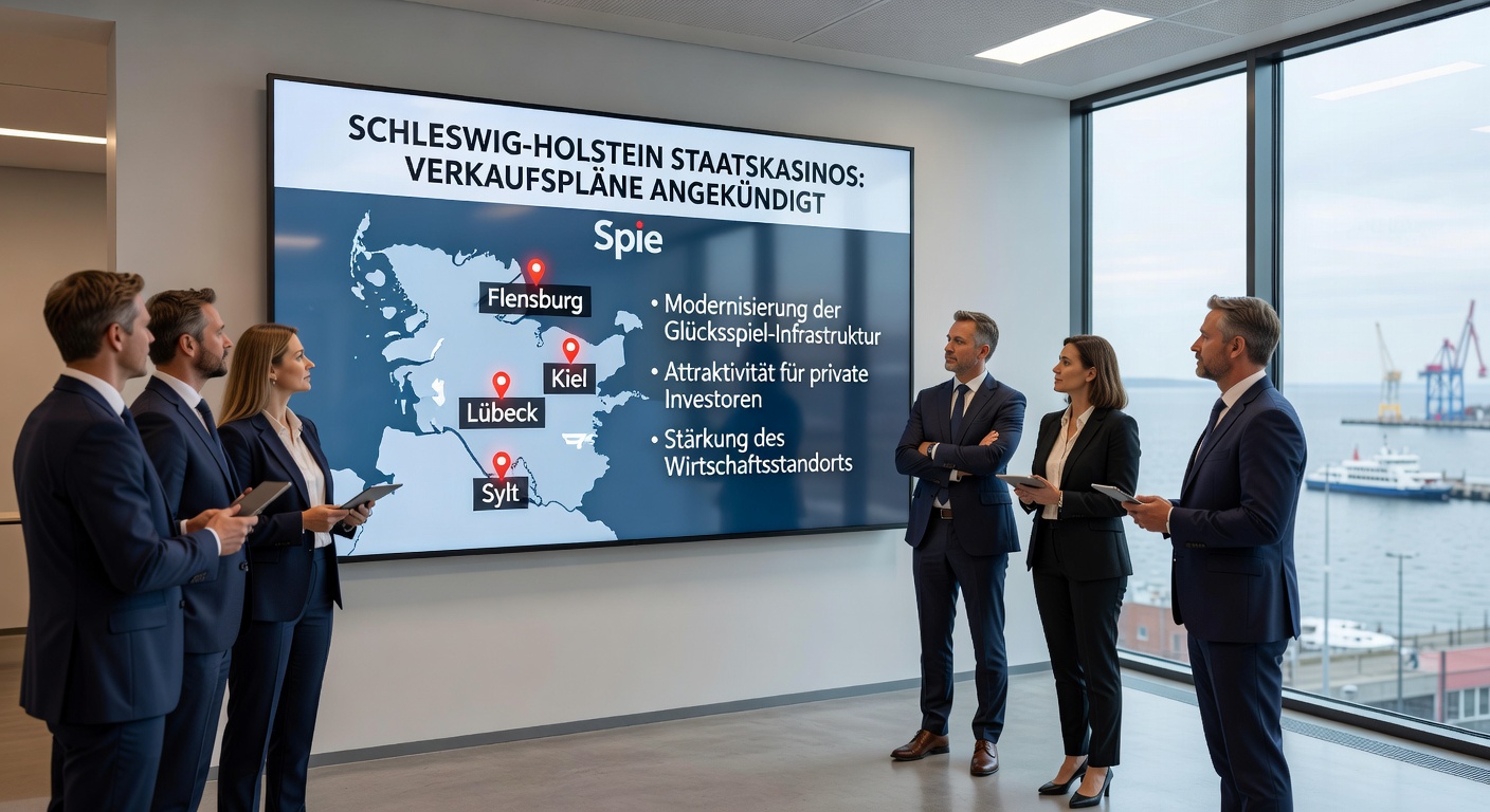 Innenansicht einer Spielbank mit Spielautomaten, Roulette-Tischen und Spielern, die die Atmosphäre der Schleswig-Holstein-Spielbanken einfängt